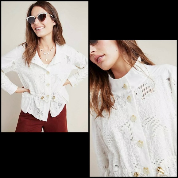 Anthro White Eyelet Lace Anorak Jacket - Picture 3 of 16